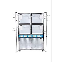 Modular veterinary cage KC-05me6-compartmenton casterson casters