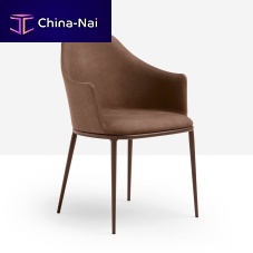 Contemporary chair LEA P Mindoorleatherlacquered metal steel base