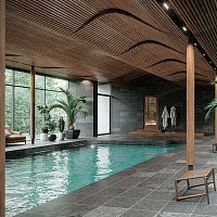 Metal suspended ceiling FLEXIBLE TRAVERSEfloatingfor swimming poolindoor