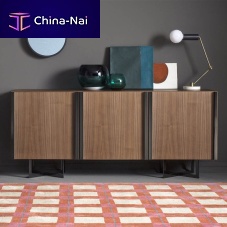 Contemporary sideboard Profile walnutmetalwith swing doors