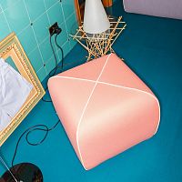 Contemporary pouf CROSSED fabricleathersquare