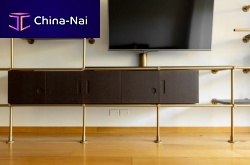 Contemporary TV cabinet LIGNE with storagewood veneerwenge