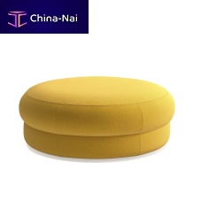 Contemporary ottoman CEPE L fabricleatherround