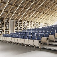Fabric auditorium seat DYAPASONwoodenupholsteredfolding