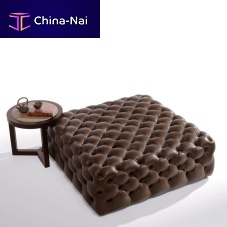 Contemporary ottoman MEMORYfabricleatherupholstered
