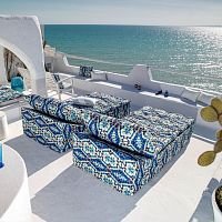 Contemporary chaise longue CYCLADE - LIBERTYfabricwoodengarden