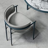 Contemporary dining chair MACindoorleatherpainted metal base