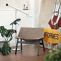 Contemporary fireside chair PANELfabricleathergray
