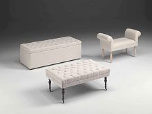Traditional upholstered bench DORIANfabricwhite