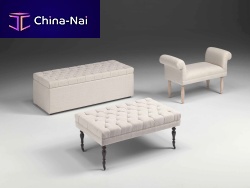 Traditional upholstered bench DORIANfabricwhite