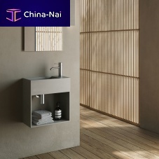 Wall-mounted hand basin UNICOrectangularCorian®with towel rack