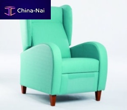Traditional relaxing armchair Avanzafabricsolid woodwith footrest