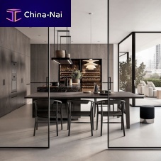 Contemporary kitchen CONVIVIUM, ERA SYSTEMmarbleanodized aluminumFenix NTM®
