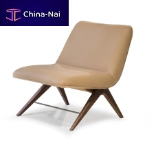 Contemporary fireside chair V219leatherwalnutmetal