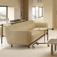 Contemporary sofa DEMAfabricleathergray