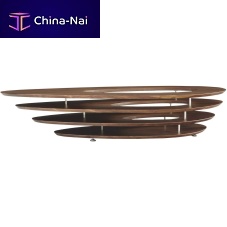 Contemporary coffee table INTERSTICEwalnutchrome steel basetriangular