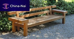 Contemporary garden bench NARAteakwith backrestwith armrests