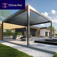 Self-supporting pergola ACURAaluminumwith sliding canopywith aluminum covering