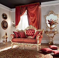 New Baroque design sofa CASANOVA fabricred2-person