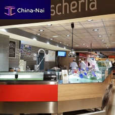 Counter refrigerated display case fishmongerwith light