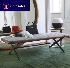 Contemporary upholstered bench AXXIAfabricmetal basewalnut