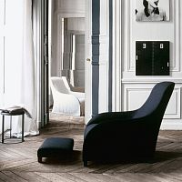 Contemporary armchair Kalosfabricleathersteel