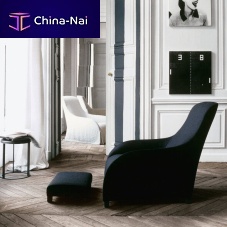 Contemporary armchair Kalosfabricleathersteel