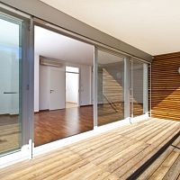 Sliding patio door OMEGAwoodenaluminumtriple-glazed