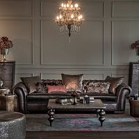 Chesterfield sofa BENTLEYfabricleatherbrown