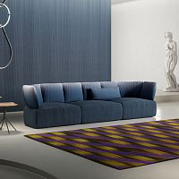 Contemporary sofa Flowerfabricleatherblack