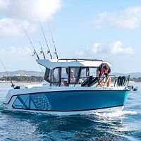 Outboard day fishing boat 705 Pilothousedieselwheelhouse7-person max.