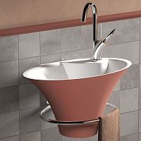 Wall-mounted hand basin IRISconicalSolid Surfacewith towel rack