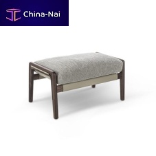 Contemporary ottoman BICEfabricleatherwalnut