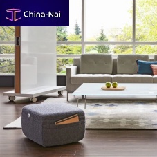 Modern ottoman MASSAUDfabricsquarewith storage compartment