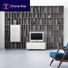 Contemporary TV wall unit FLEX lacquered wood