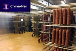 Raw sausage maturing chamber for salamiheatingfor the food industry