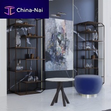 Free-standing bookcase Anglecontemporarywoodenlacquered metal