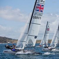 Foiling sport catamaran 15 Olympicsingle-handeddouble-trapezeFRP