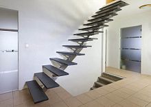 Straight staircase EDI59stone stepstainless steel framecontemporary