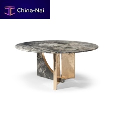 Contemporary table SPINNAKERmarblemetal basemarble base