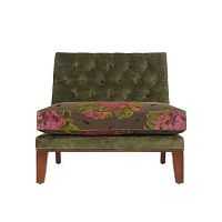 Contemporary fireside chair DAKARfabricwoodengreen