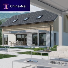 Self-supporting pergola Ultra wall-mountedmetalwith mobile slats