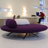 Contemporary upholstered bench FLORESfabricleatherchrome steel base