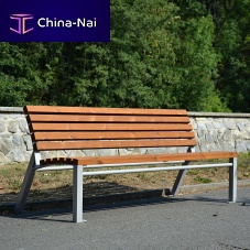 Contemporary public bench ONEwoodenpowder-coated steelstainless steel