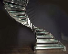 Circular staircase LUXEglass stepmetal framecontemporary