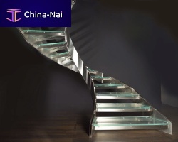 Circular staircase LUXEglass stepmetal framecontemporary