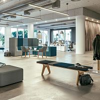 Contemporary bench MODICAsynthetic leatherfabricwith backrest