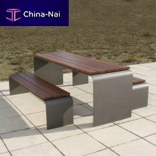 Contemporary table and bench set Arcwoodensteelgarden