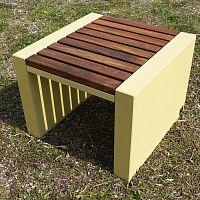 Contemporary stool Lineaexotic woodconcrete basesled base