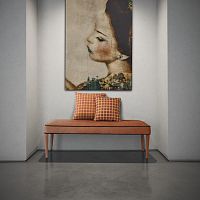 Contemporary upholstered bench dazafabricsolid wood basemetal
